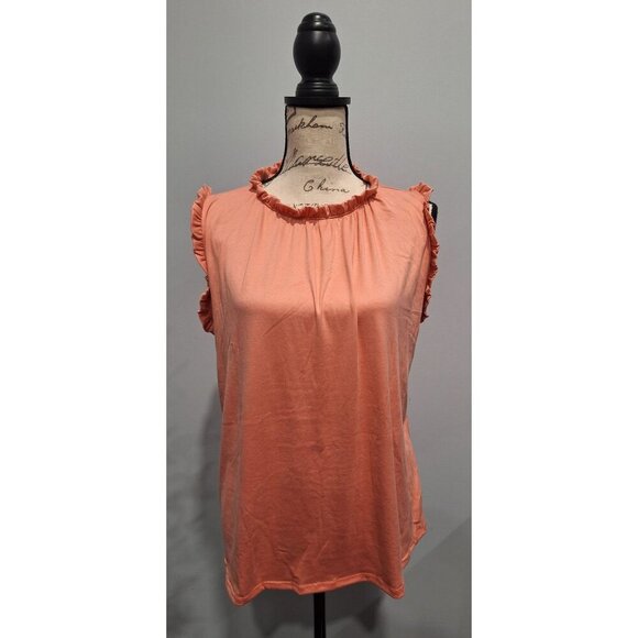 NWOT You & Me Ruffled Coral Sleeveless Blouse/Size. S - Picture 1 of 6